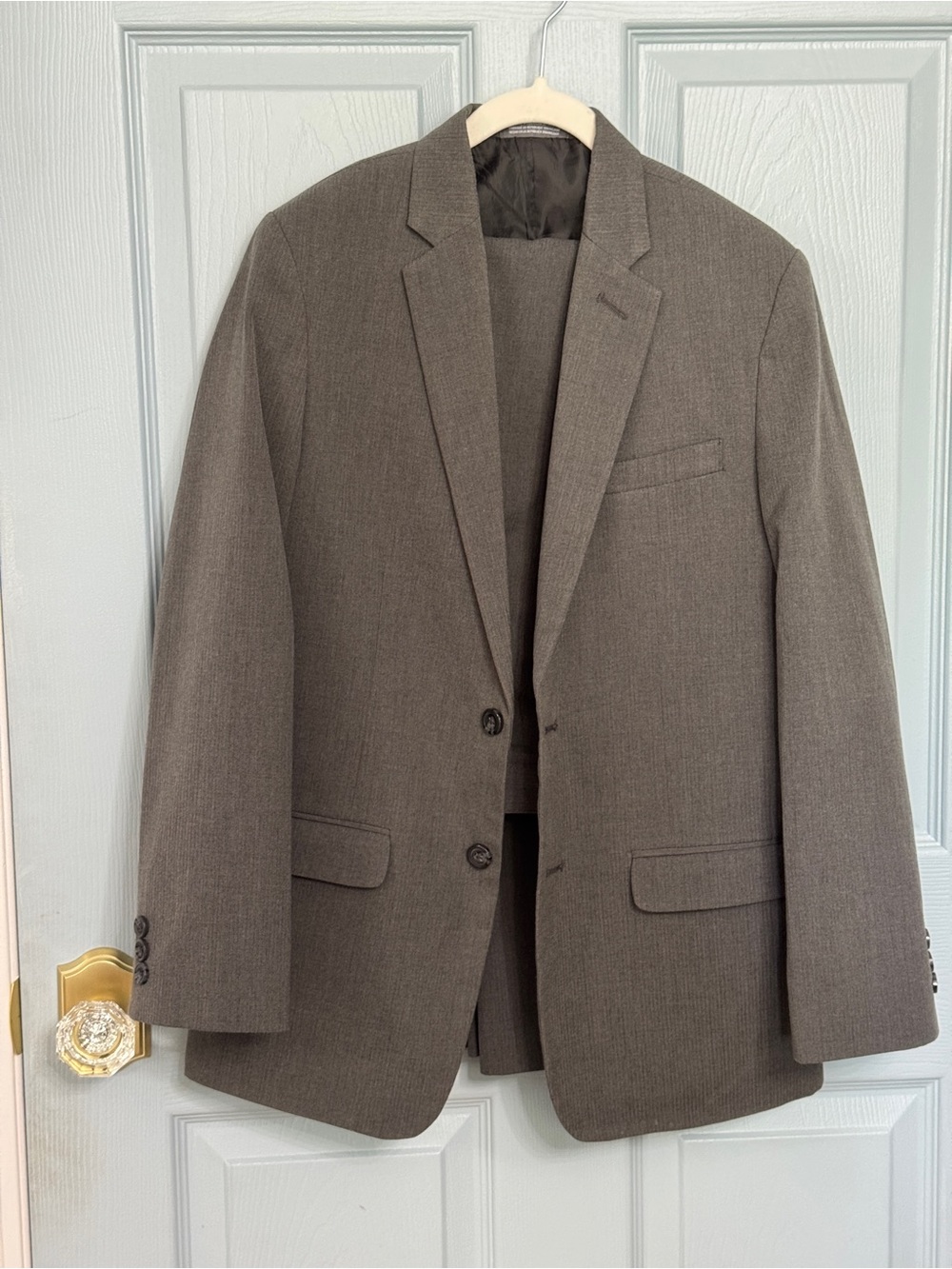 Van Heusen Boys Gray Textured 2 Pc Suit Jacket Pants Sz 16